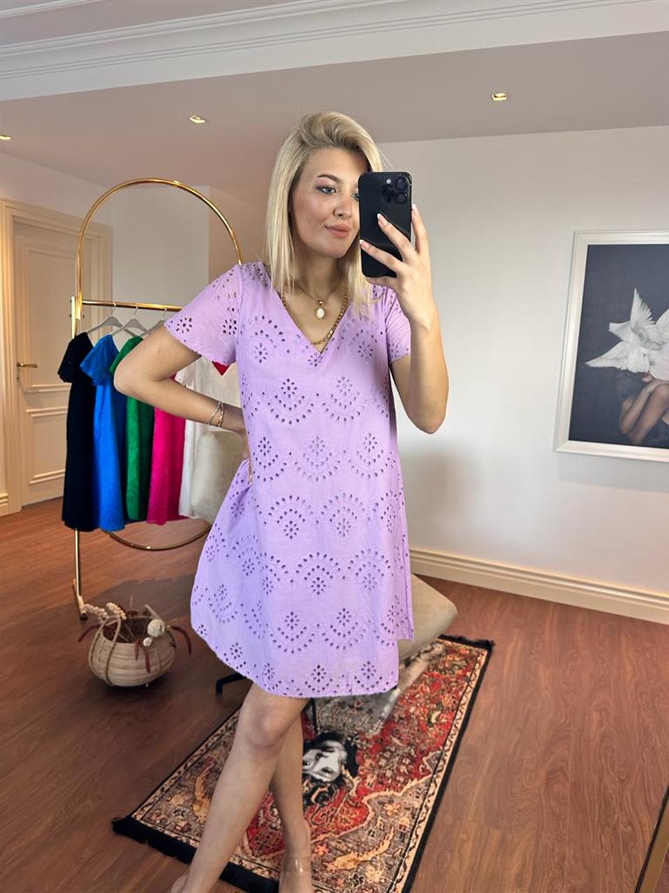 Emily Astarlı Fisto Elbise Lila 1505234