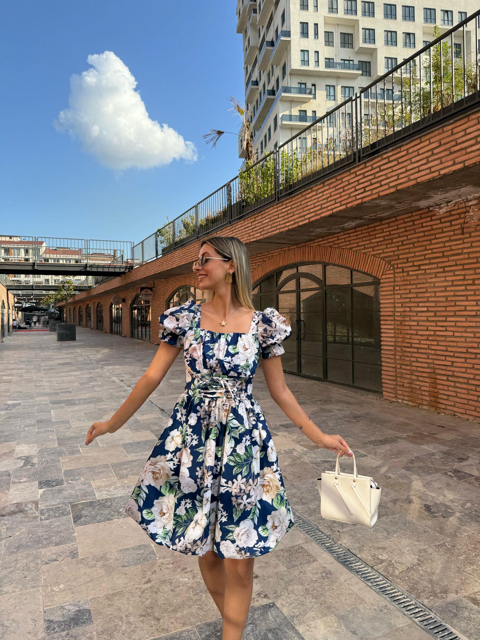 Erina Balon Etekli Çiçekli Elbise 07062188