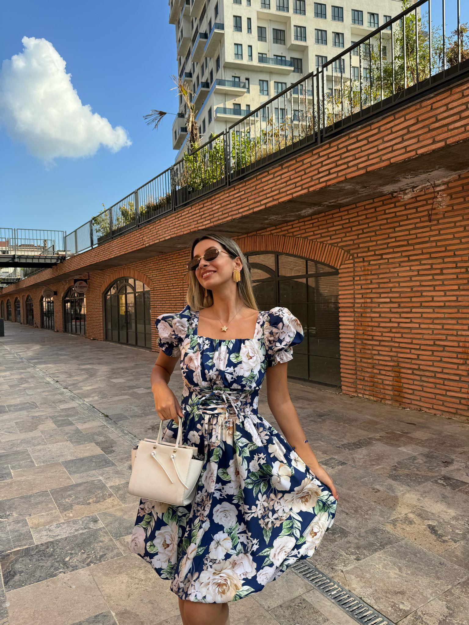 Erina Balon Etekli Çiçekli Elbise 07062188