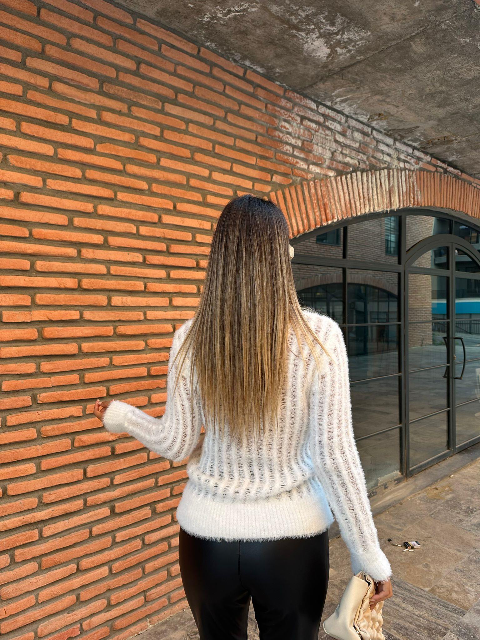 Estela Beyaz Triko Kazak kzk1021bndt