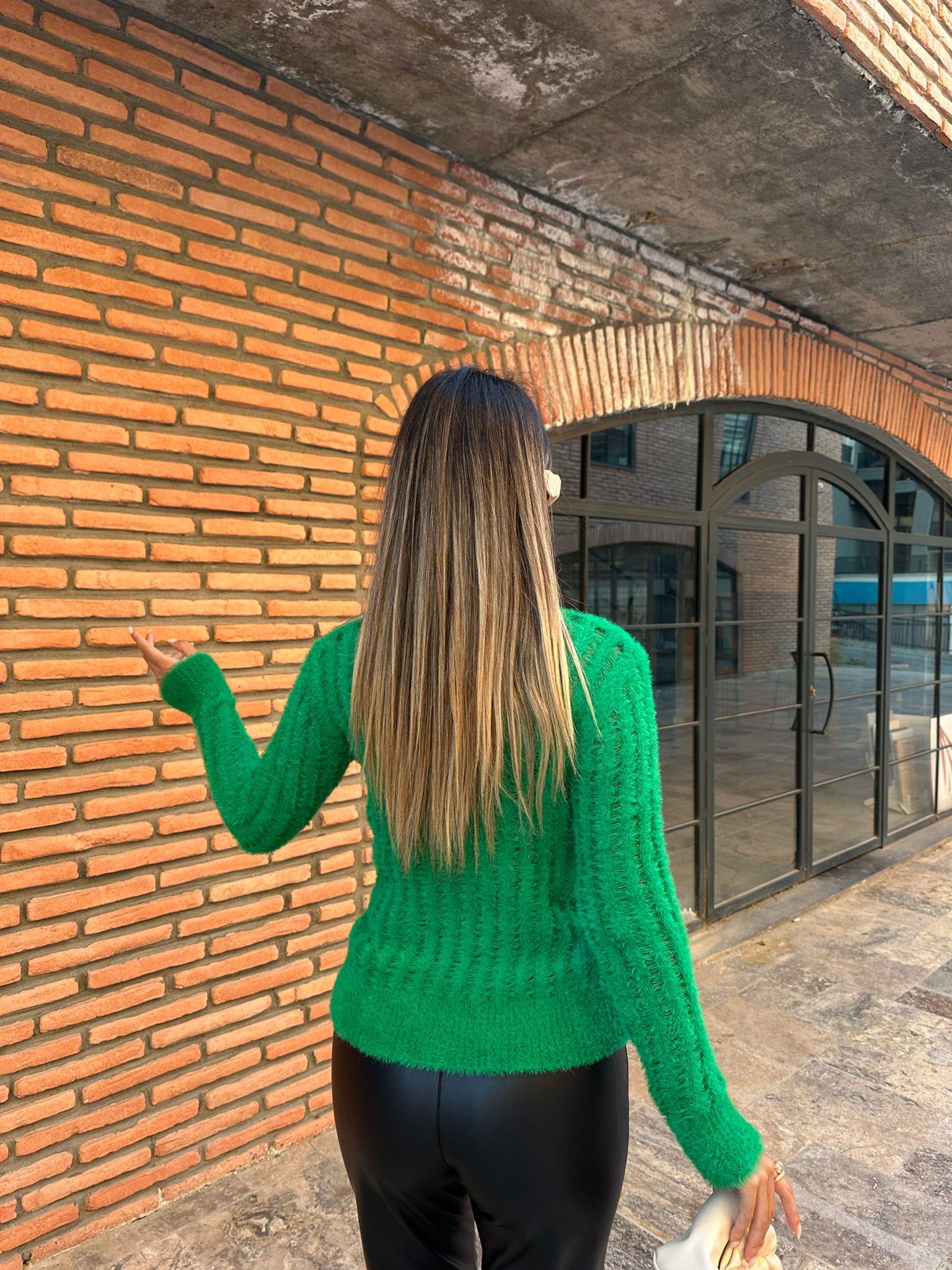 Estela Yeşil Triko Kazak kzk1021bndt