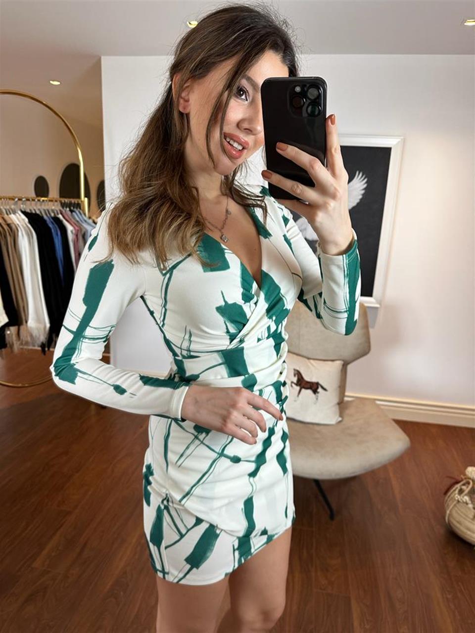 Florine Drapeli Elbise Zümrüt  2403101