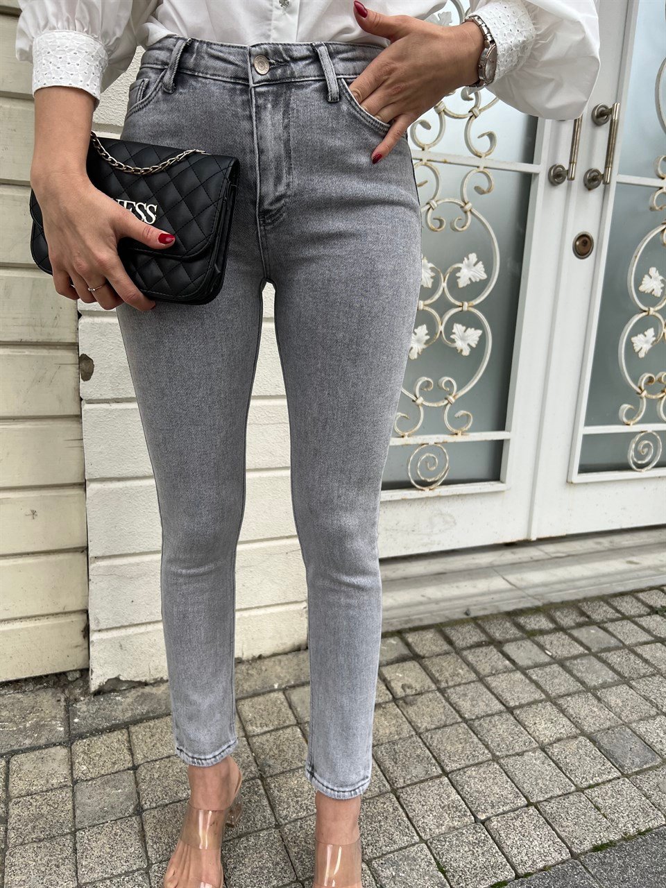 Füme Yıkamalı Skinny Likralı Jean