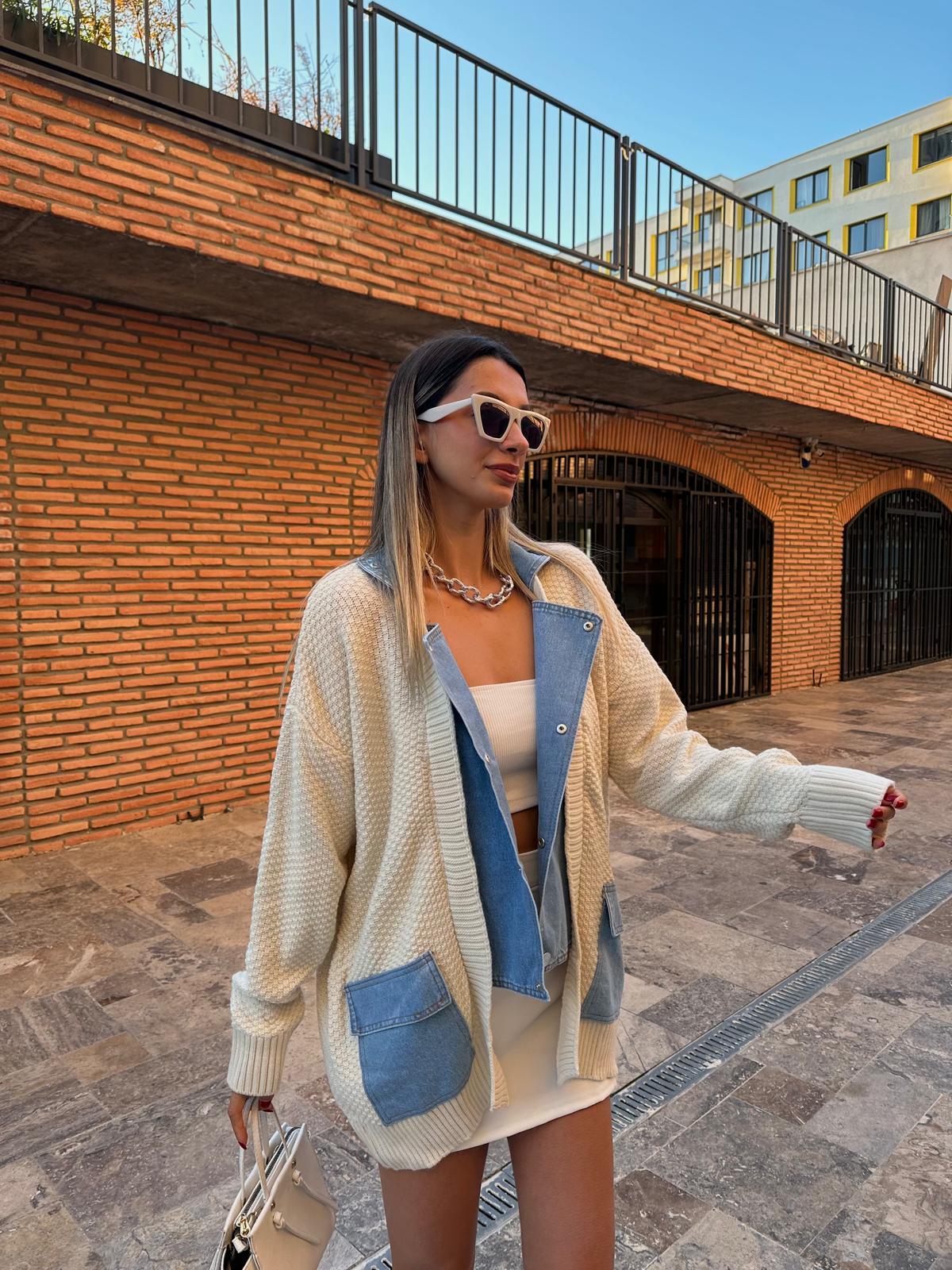 Galia Jean Garnili Hırka Krem hrk1080rvd