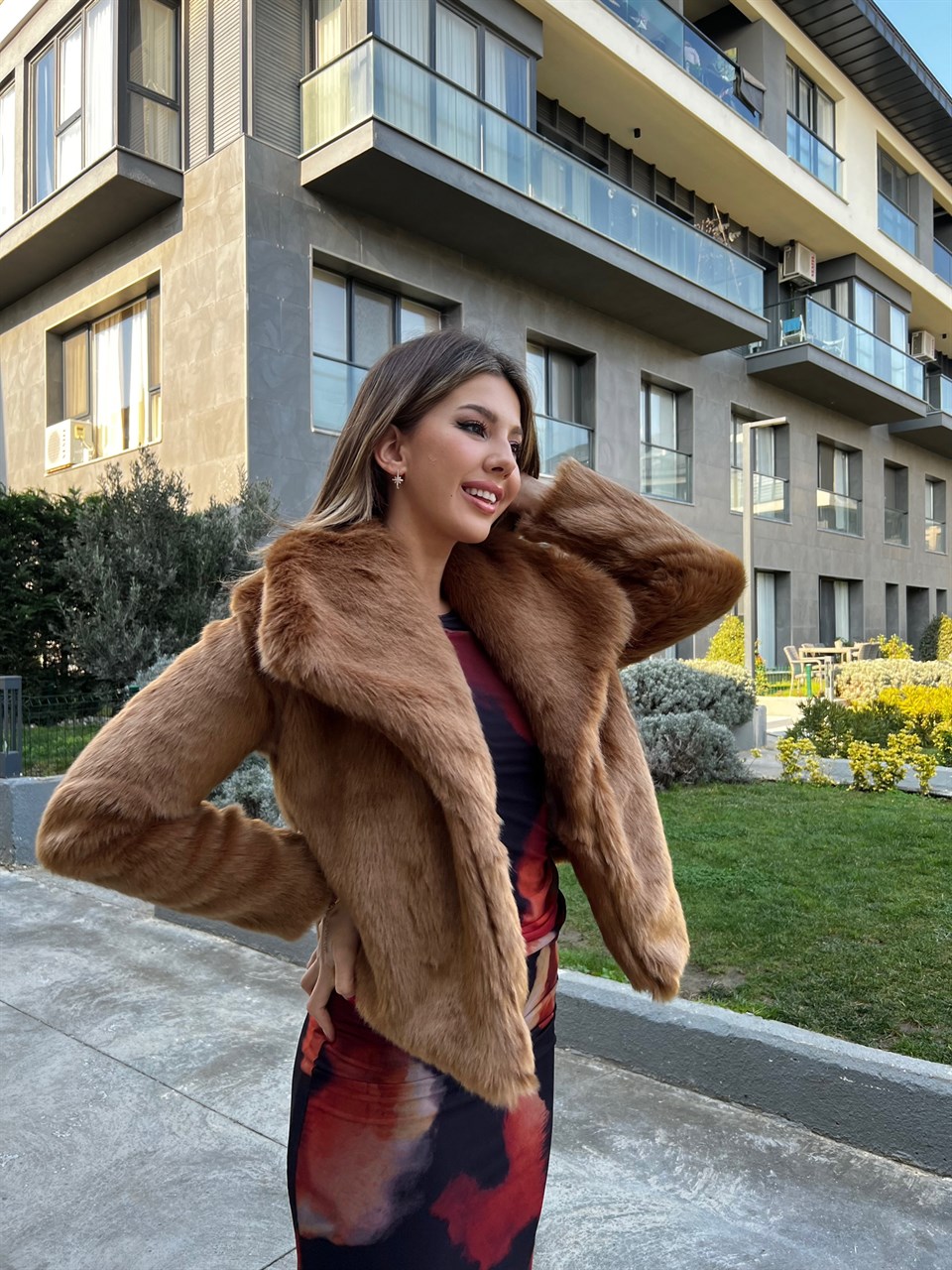Geniş Yaka Vip Kalite Camel Kürk 1964