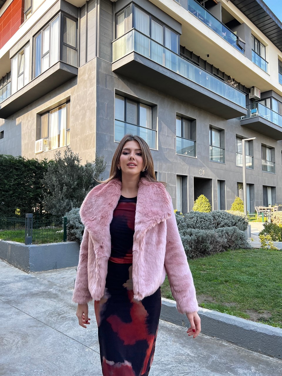 Geniş Yaka Vip Kalite Pudra Kürk 1964
