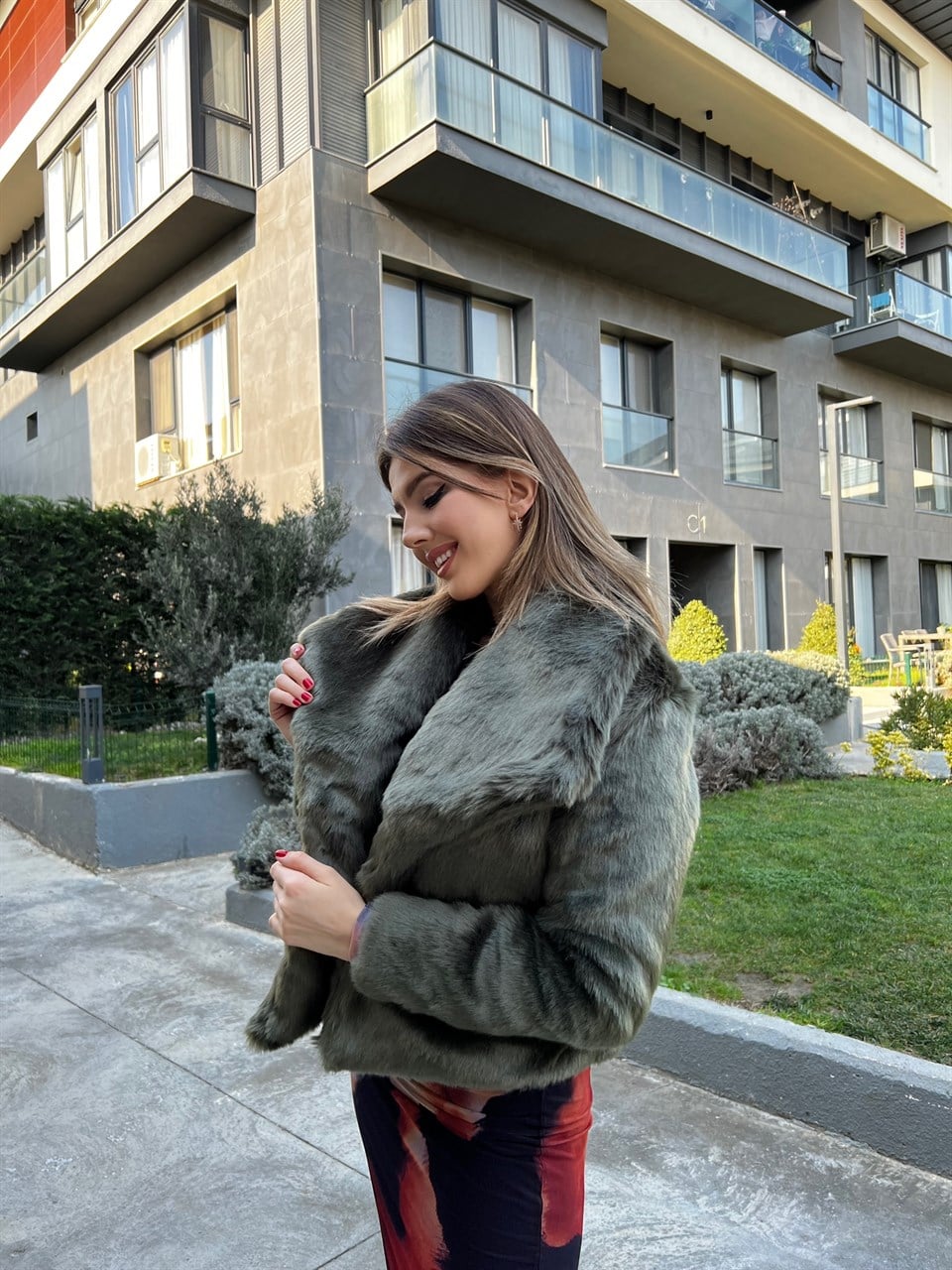 Geniş Yaka Vip Kalite Yeşil Kürk 1964
