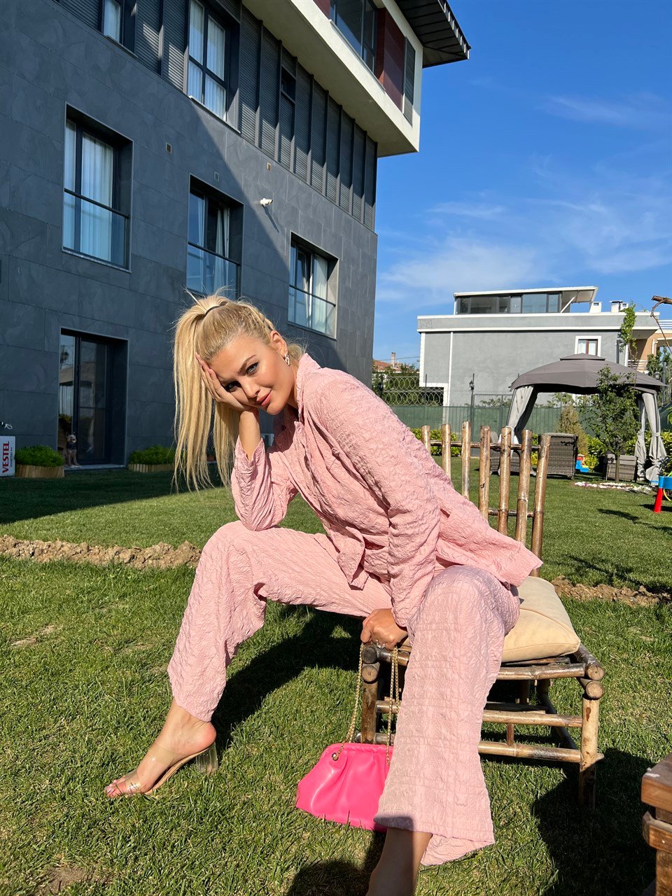 Gofre Pudra Ceket Pantolon Takım