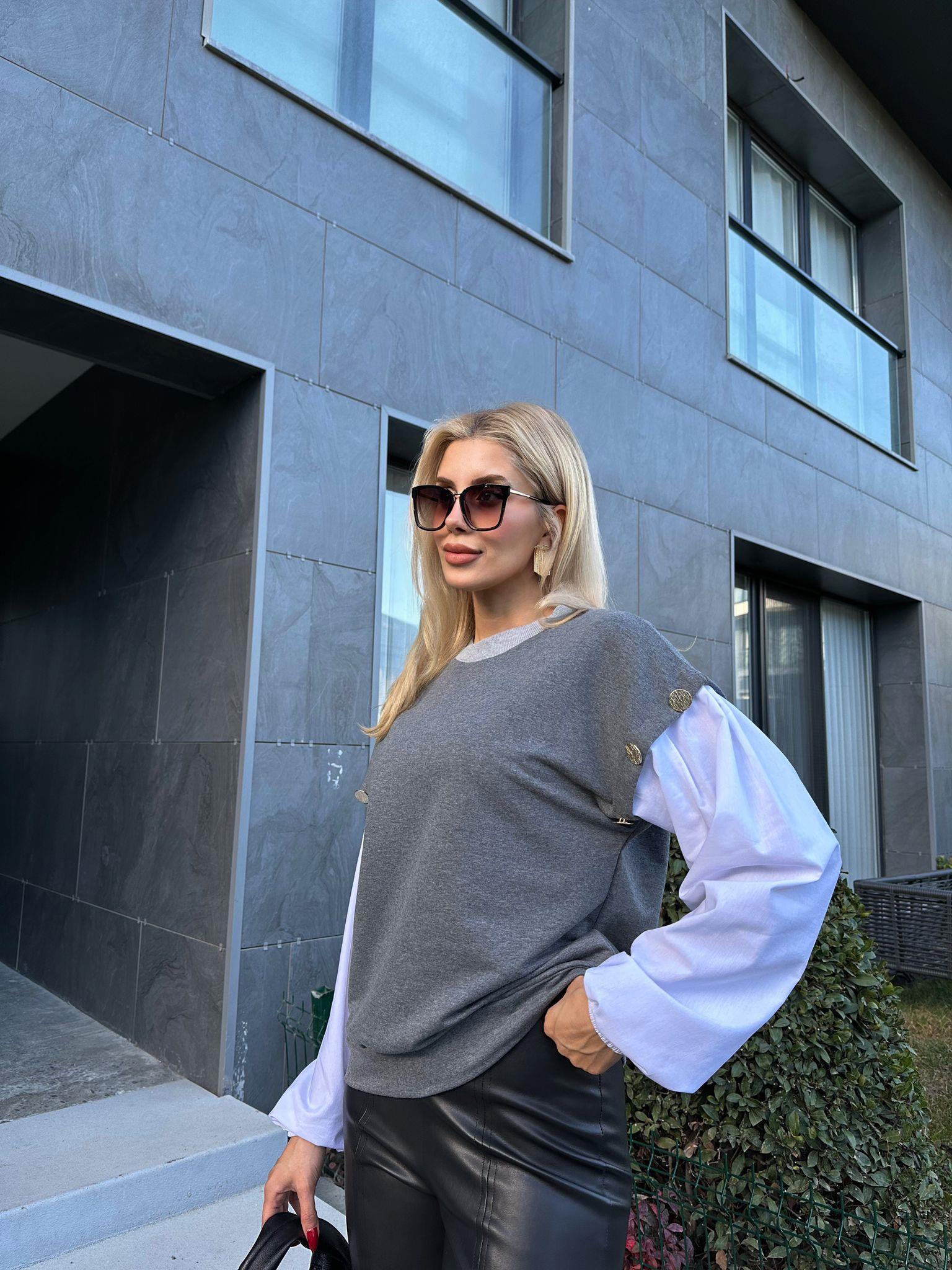 Gold Düğme Aksesuarlı Gömlek Kol Sweat 1707580