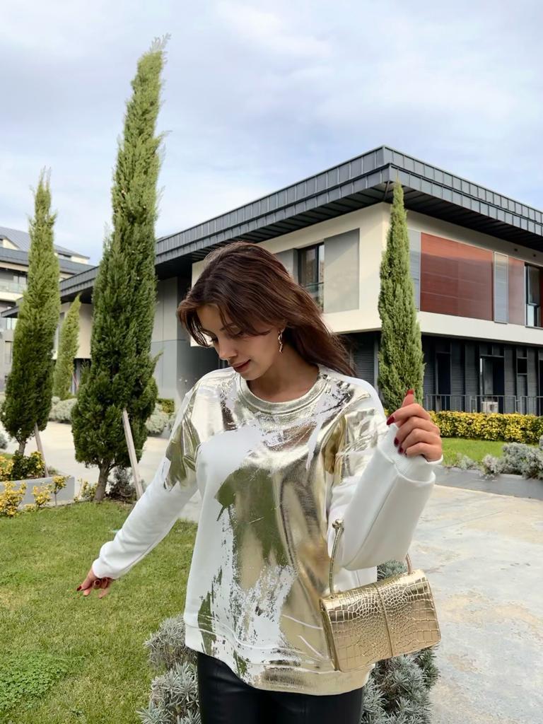 Gold Varak Baskılı Sweatshirt 1707512