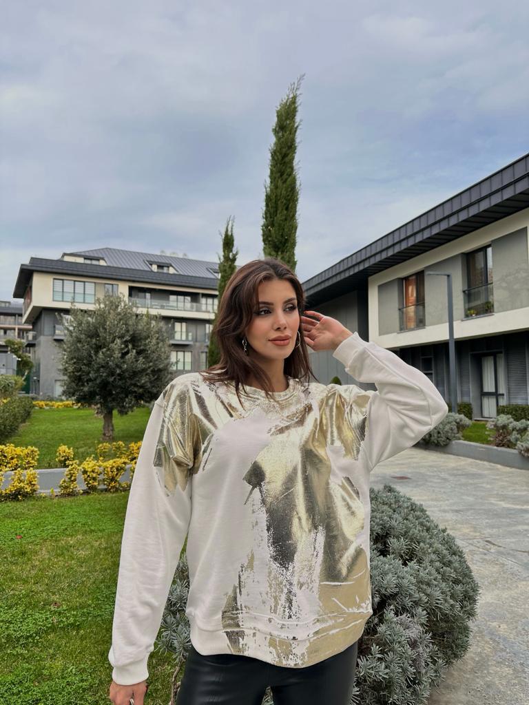 Gold Varak Baskılı Sweatshirt 1707512