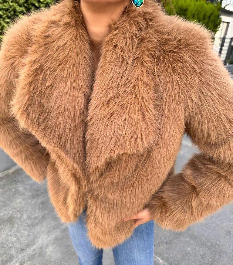 Hilda Zra Model Şal Yaka Camel Kürk 1707434