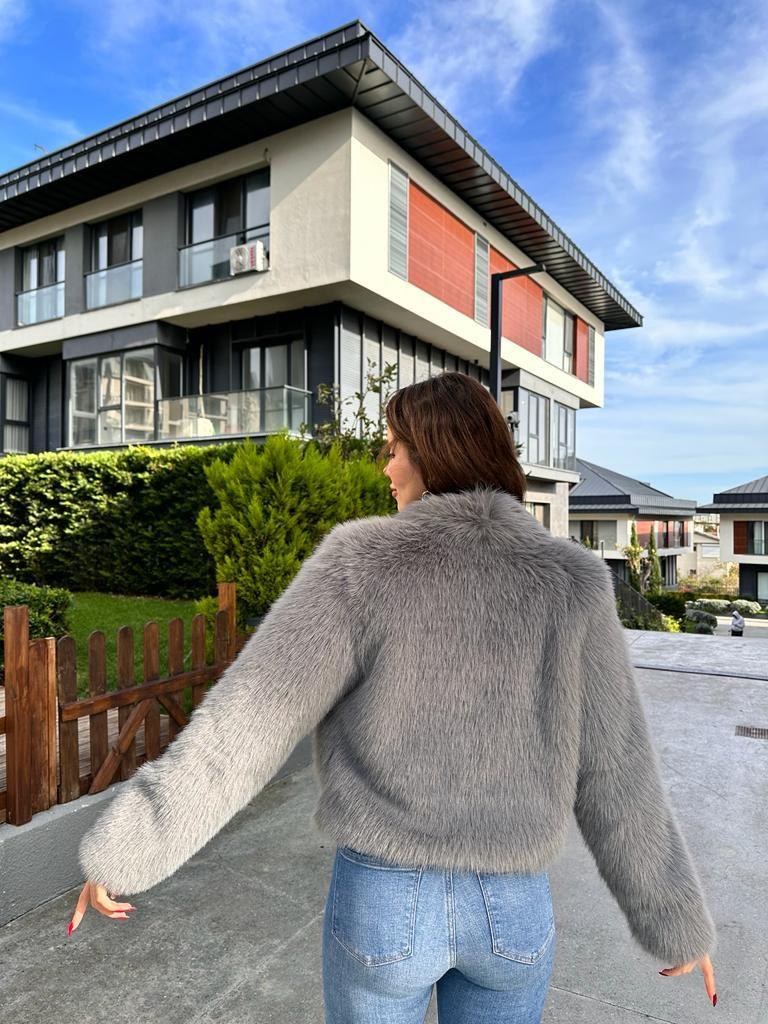 Hilda Zra Model Şal Yaka Gri Kürk 1707434