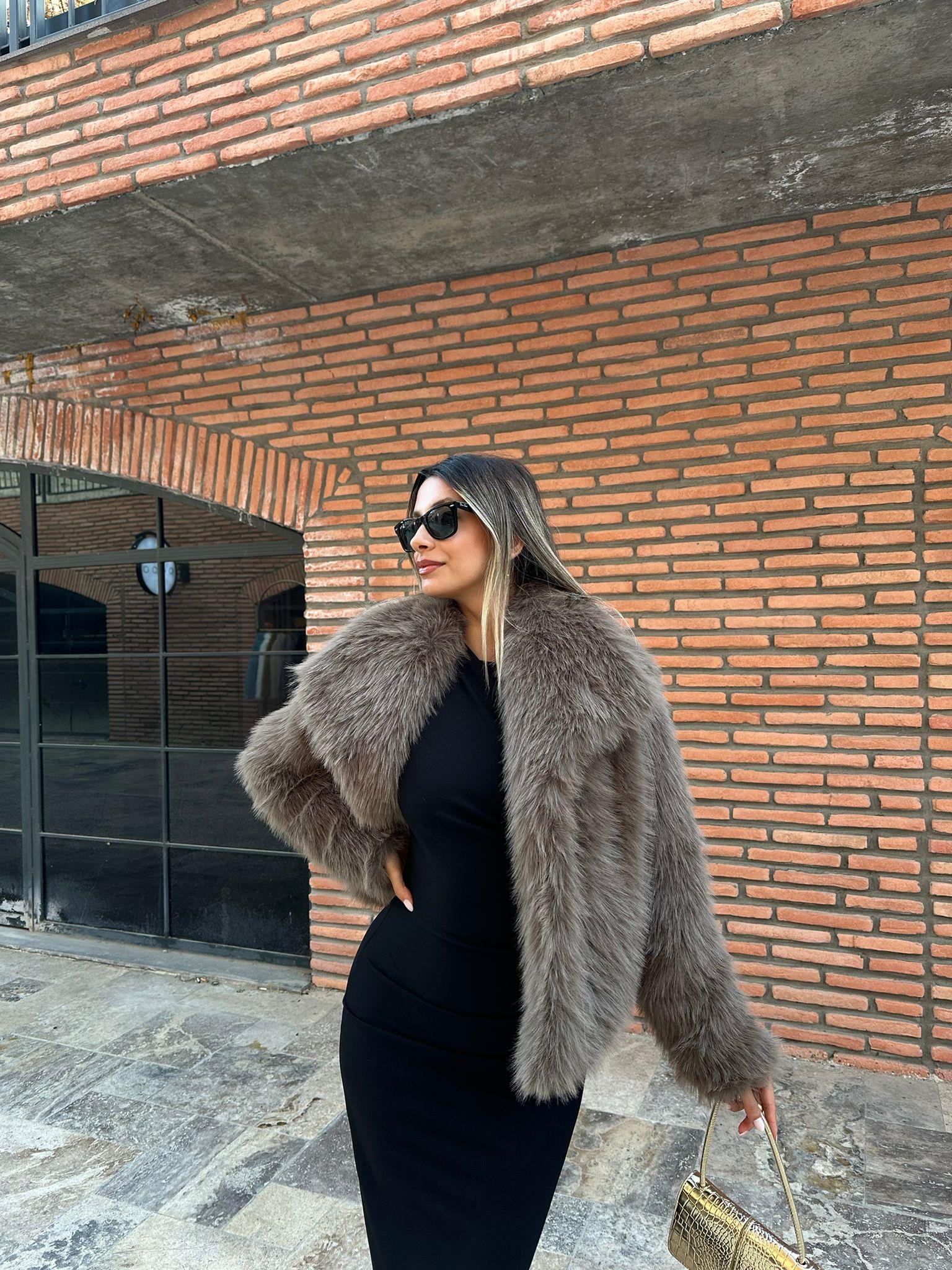Hilda Zra Model Şal Yaka Kahverengi Kürk 1707434
