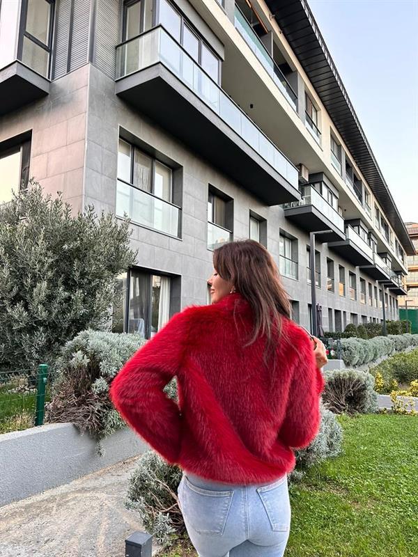 Hilda Zra Model Şal Yaka Kırmızı Kürk 1707434