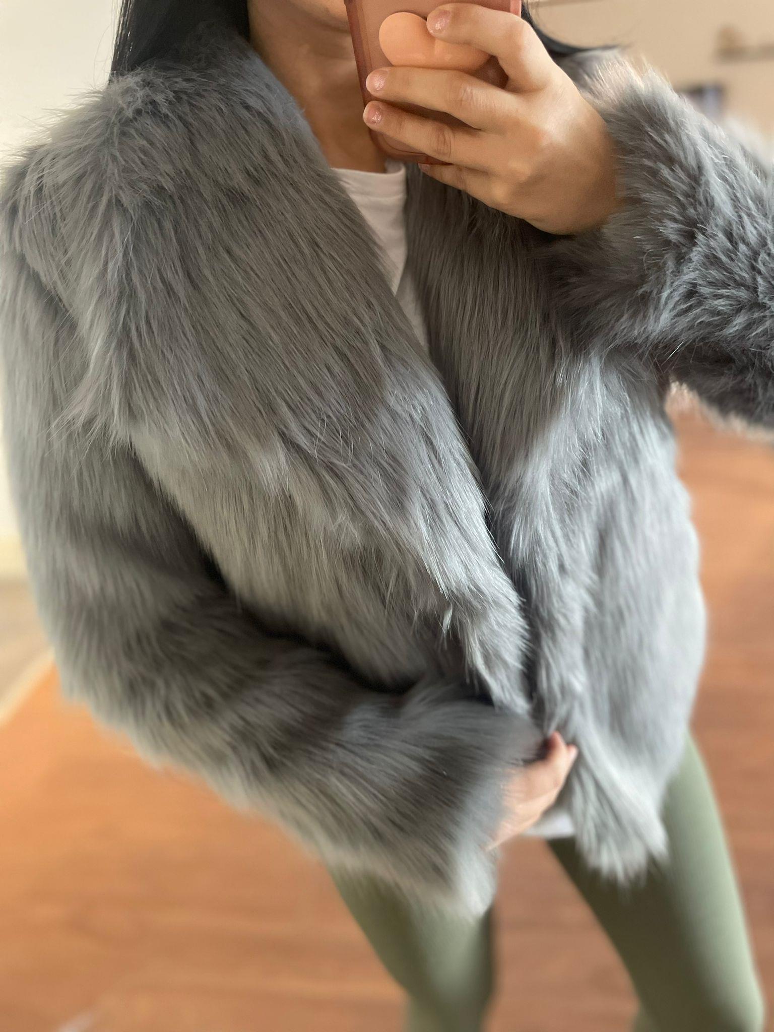 Hilda Zra Model Şal Yaka Kül Gri Kürk 1707434