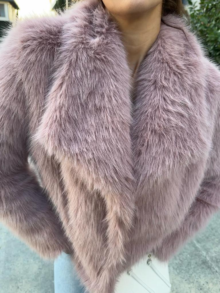 Hilda Zra Model Şal Yaka Pembe Kürk 1707434