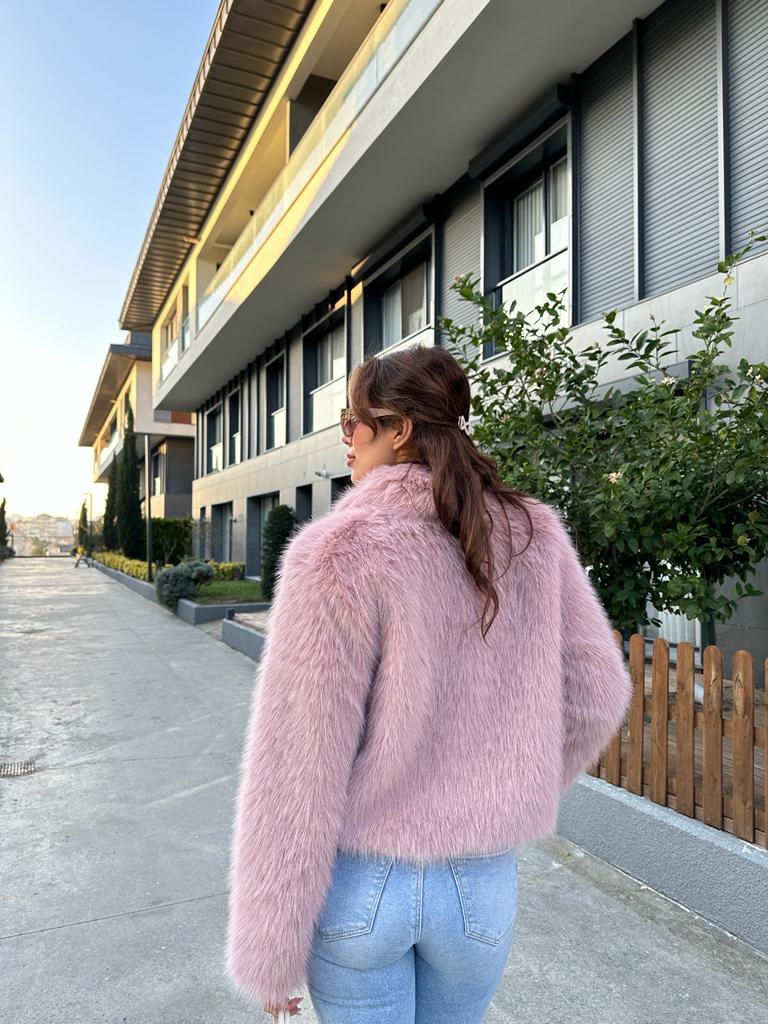 Hilda Zra Model Şal Yaka Pembe Kürk 1707434