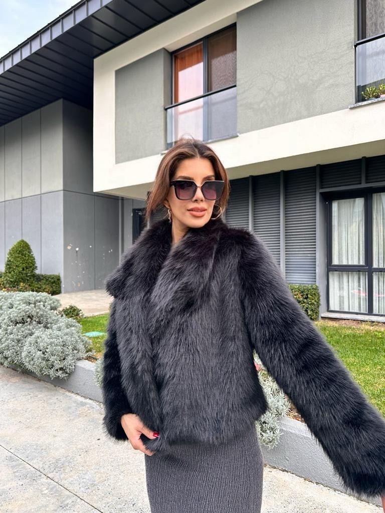 Hilda Zra Model Şal Yaka Siyah Kürk 1707434
