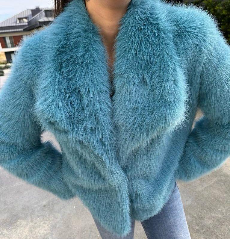 Hilda Zra Model Şal Yaka Turkuaz Kürk 1707434