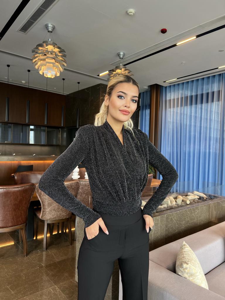 Işıltılı Kruvaze Bluz 1707503