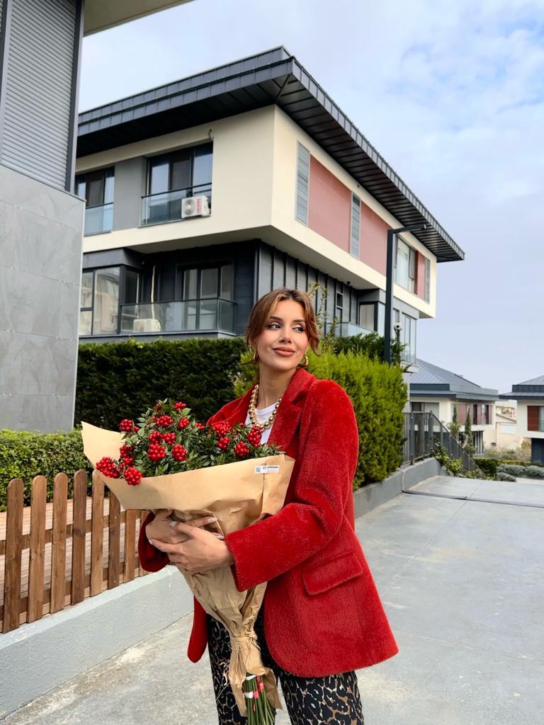 İtaly Soft Kumaş Kırmızı Blazer 1707532