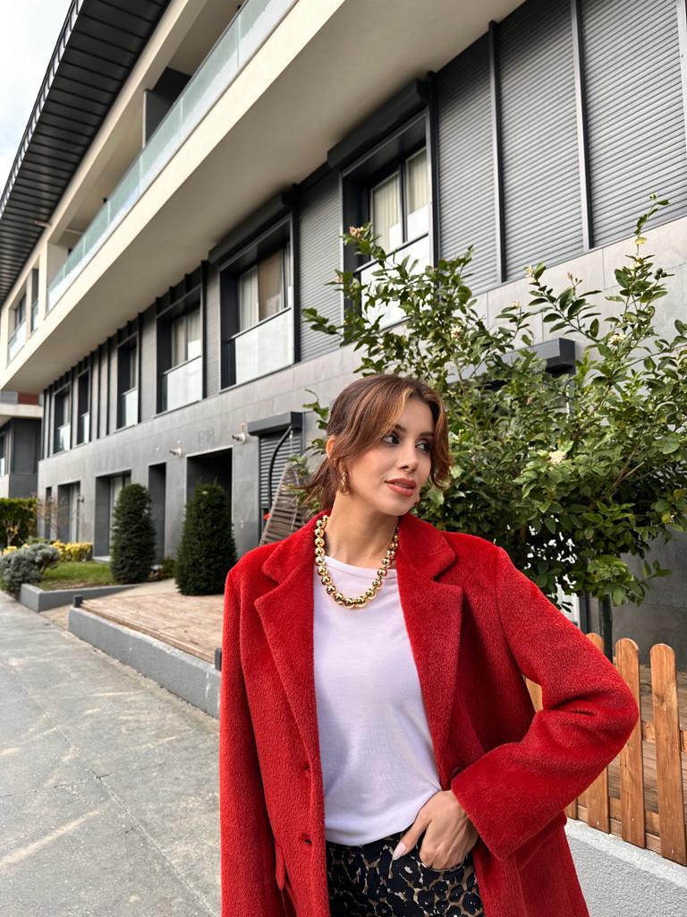 İtaly Soft Kumaş Kırmızı Blazer 1707532