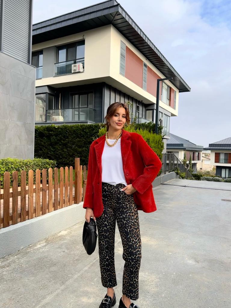 İtaly Soft Kumaş Kırmızı Blazer 1707532