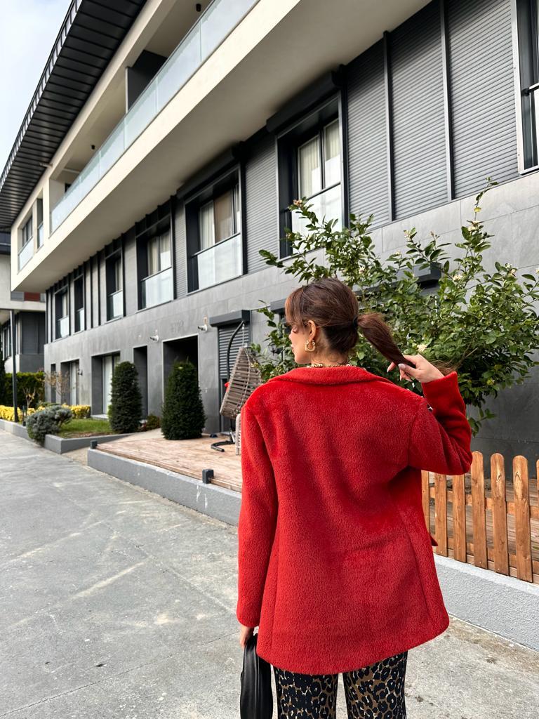 İtaly Soft Kumaş Kırmızı Blazer 1707532