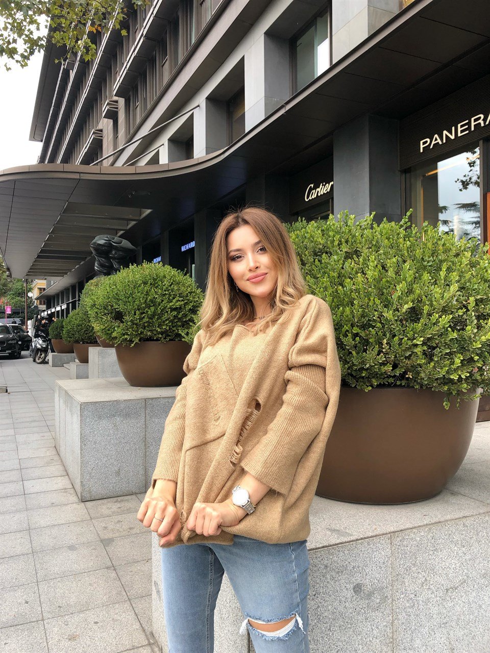 İthal Cep Detay Camel Kazak