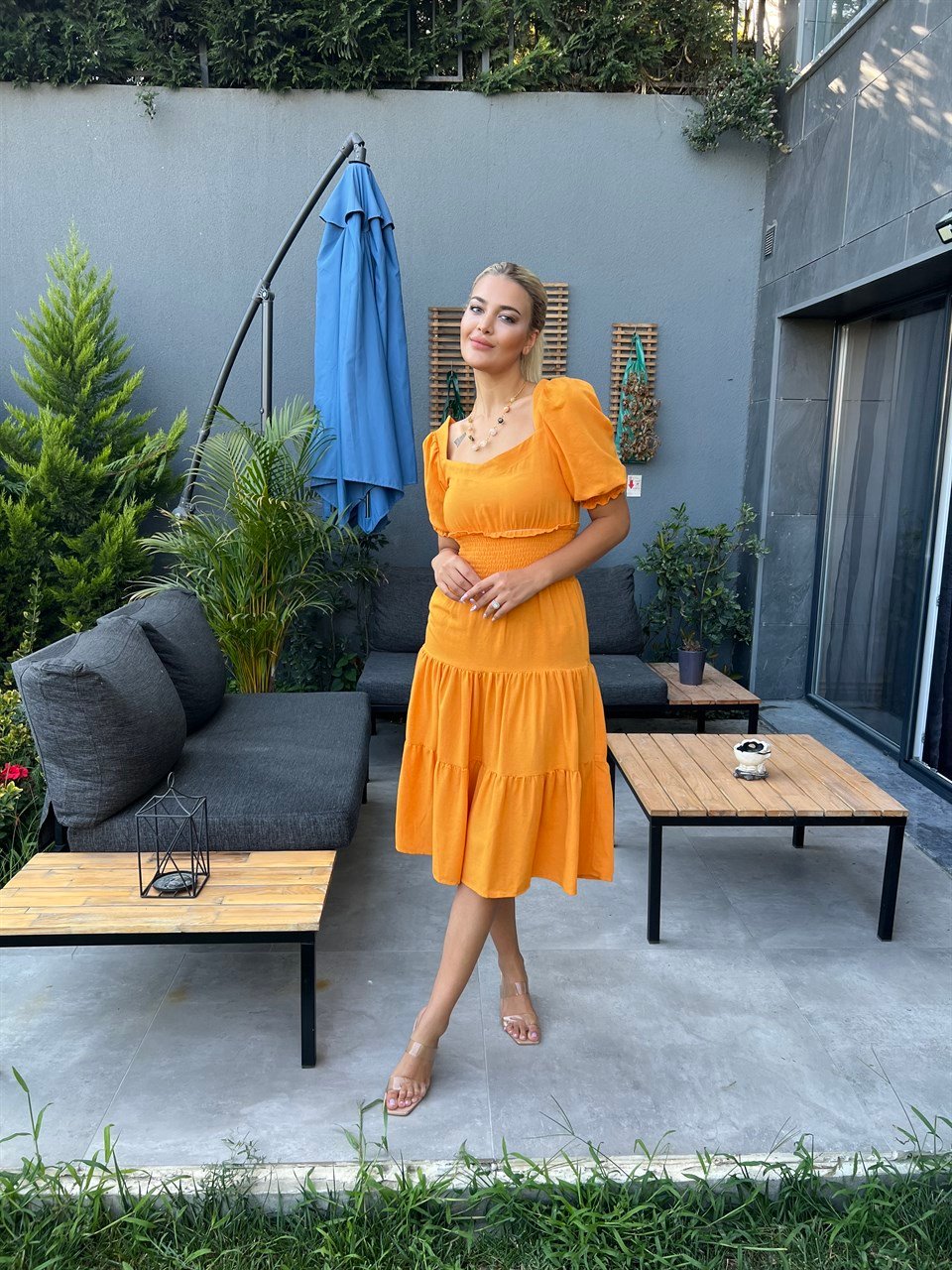 Joyce Kiremit Volume Elbise