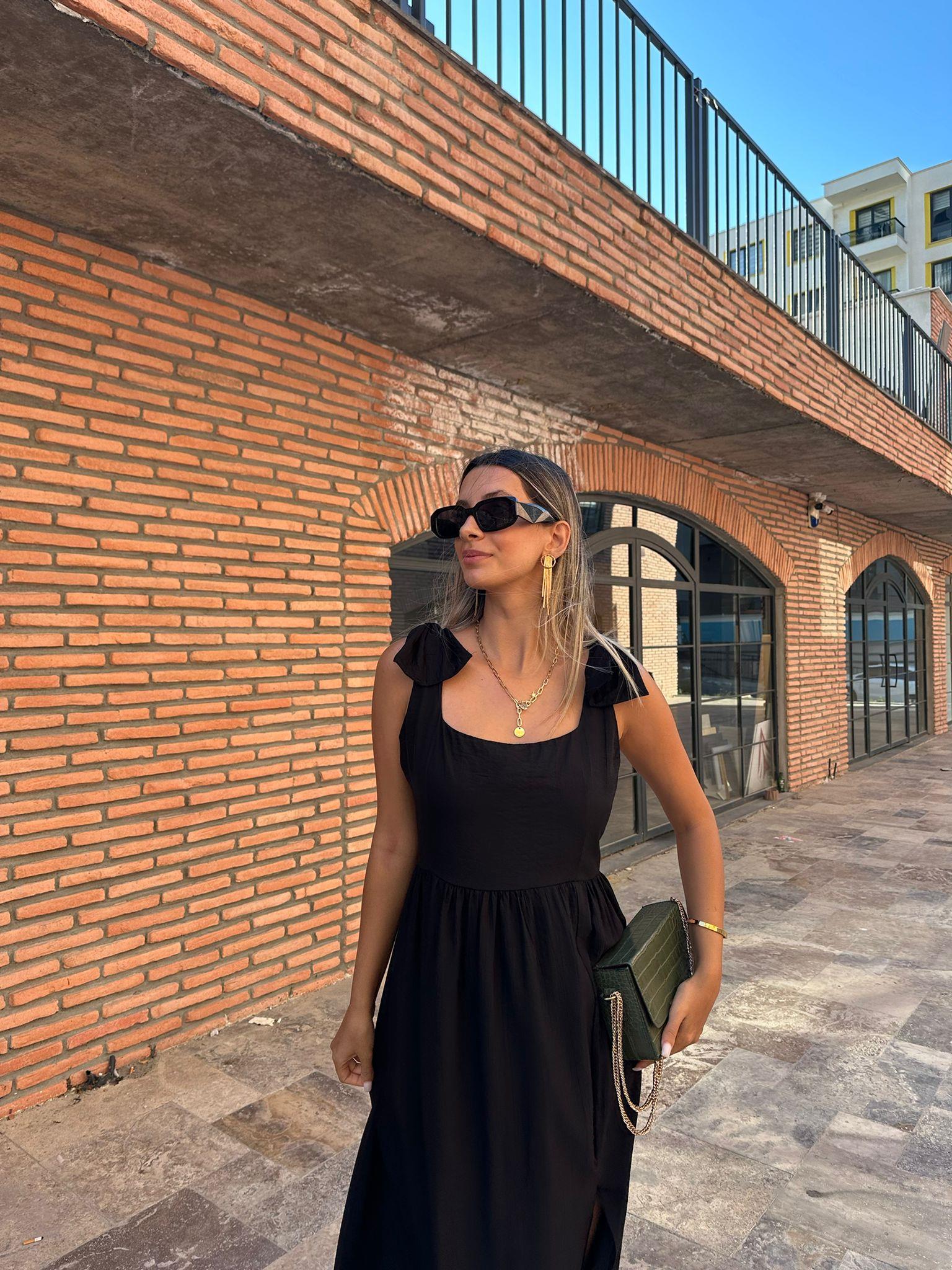 Kastina Askı Fiyonklu Siyah Elbise 070621187