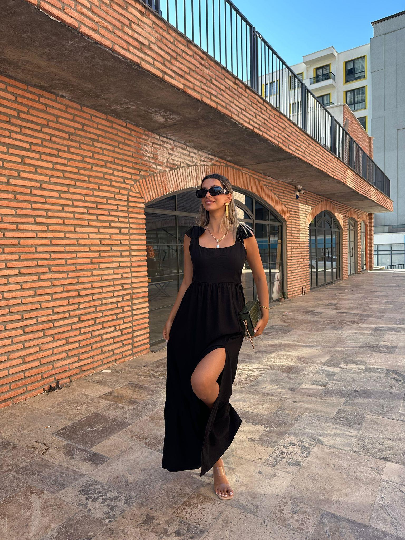 Kastina Askı Fiyonklu Siyah Elbise 070621187