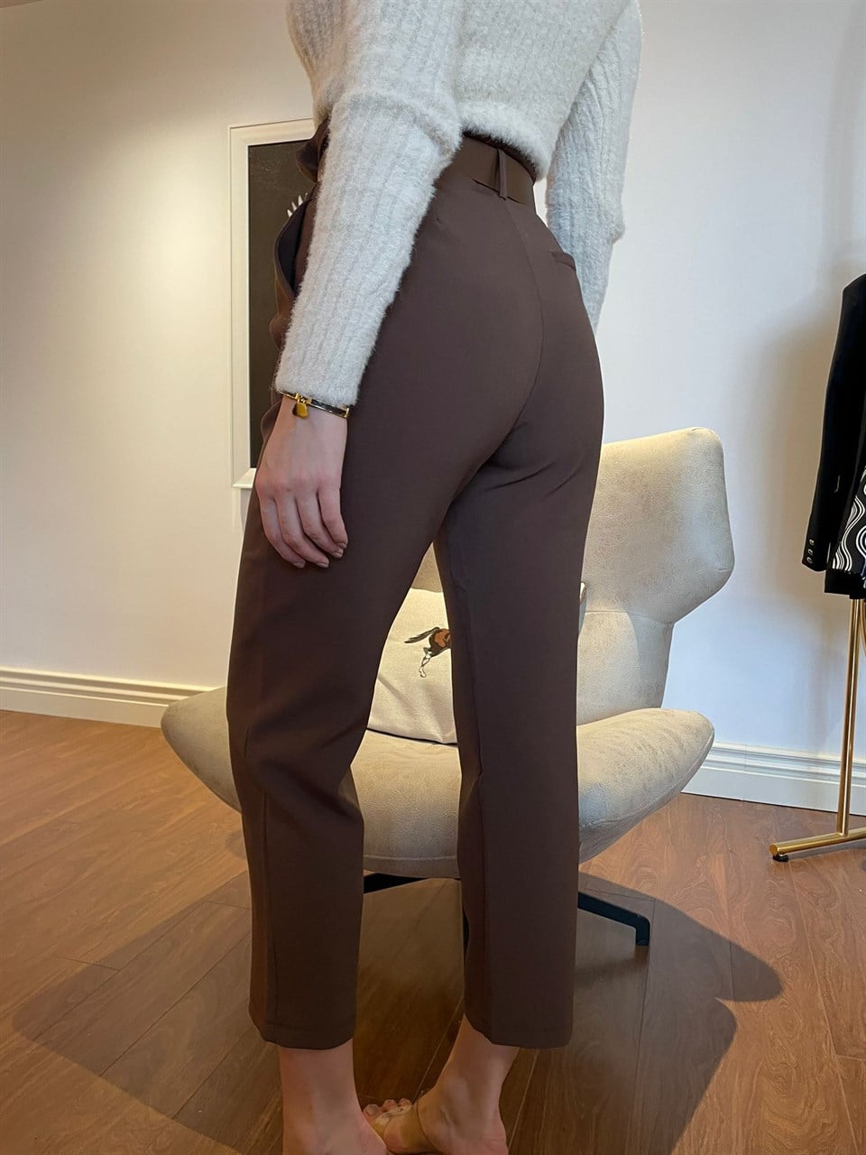 Kemerli Acı Kahve Havuç Pantolon 7488