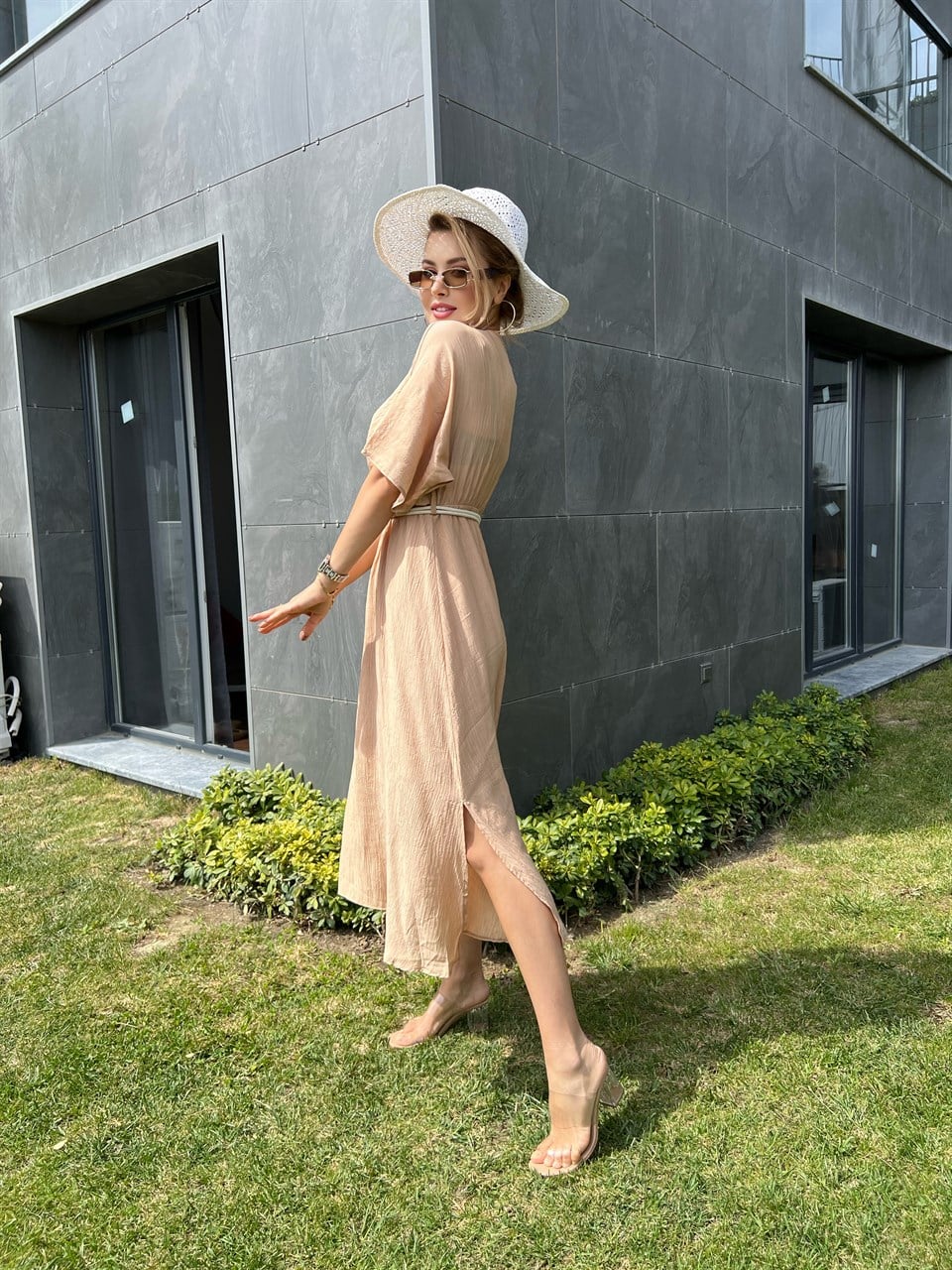 Kemerli Camel Sasha Elbise