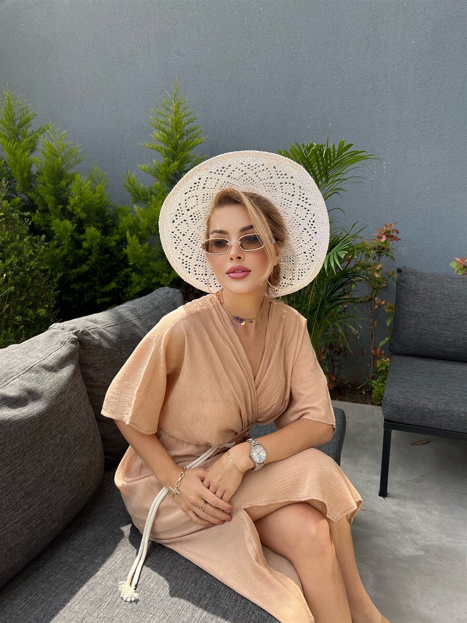 Kemerli Camel Sasha Elbise