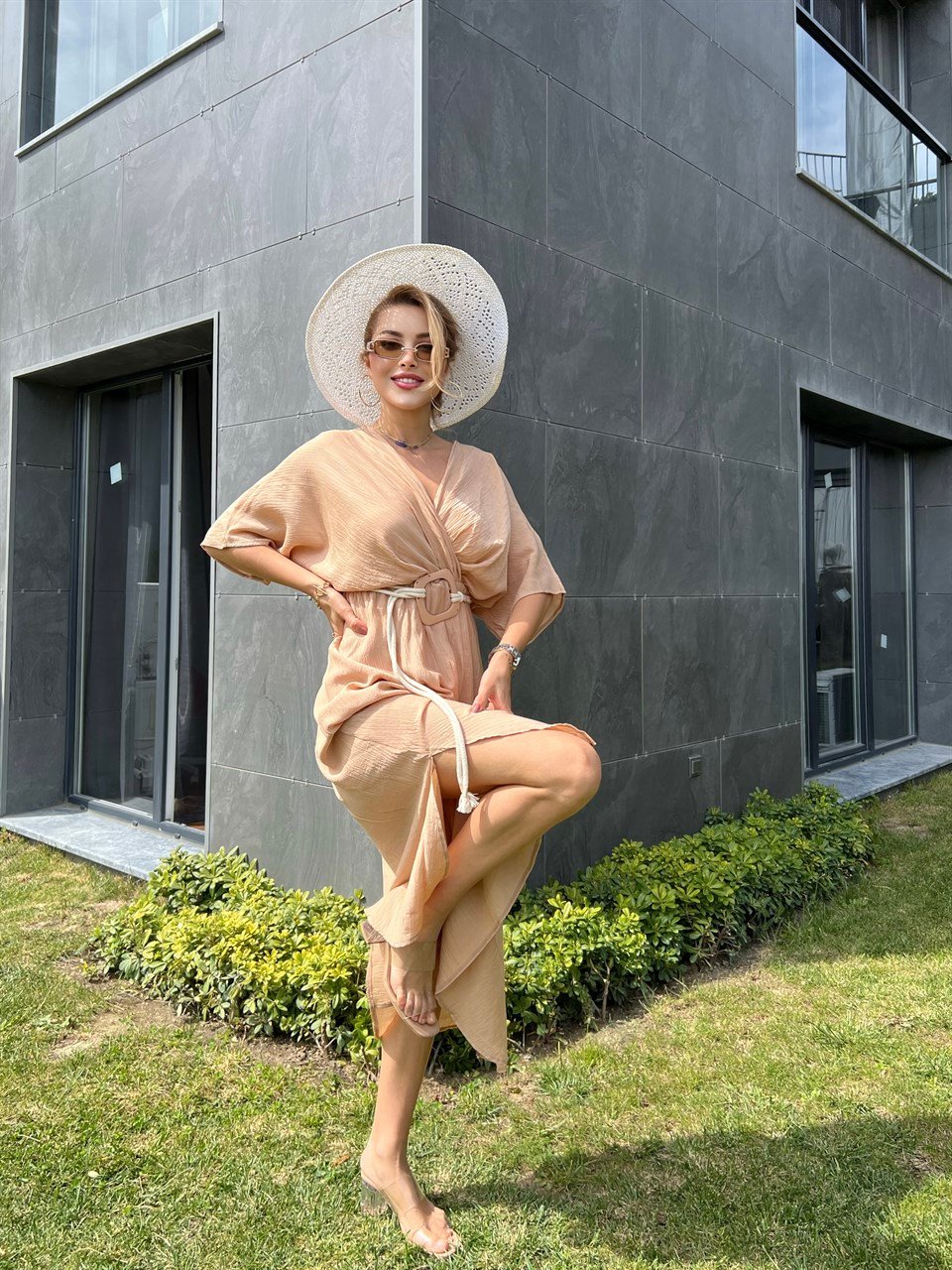 Kemerli Camel Sasha Elbise