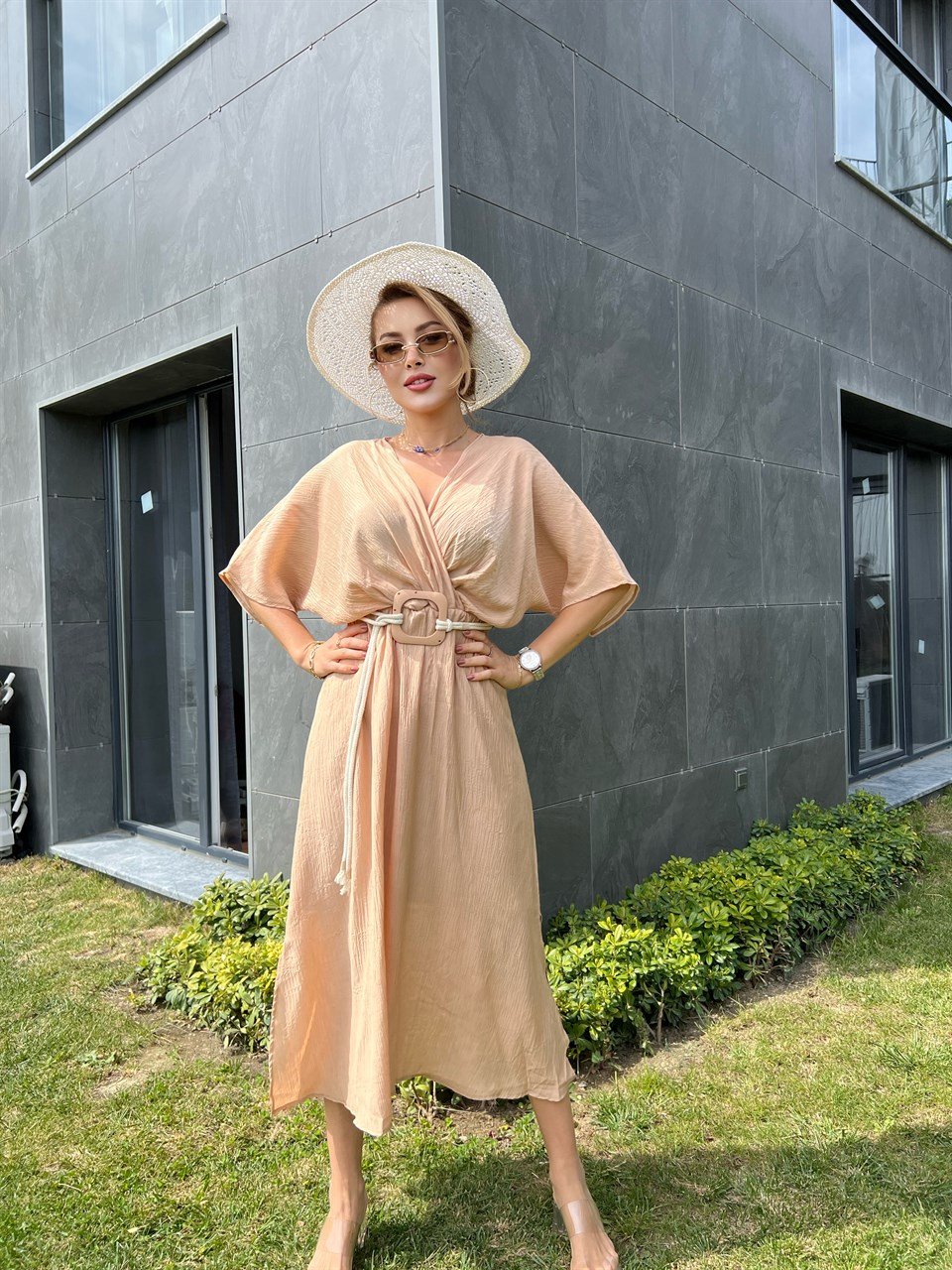 Kemerli Camel Sasha Elbise