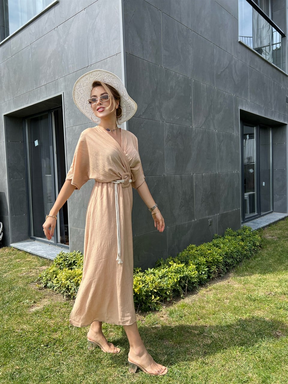 Kemerli Camel Sasha Elbise