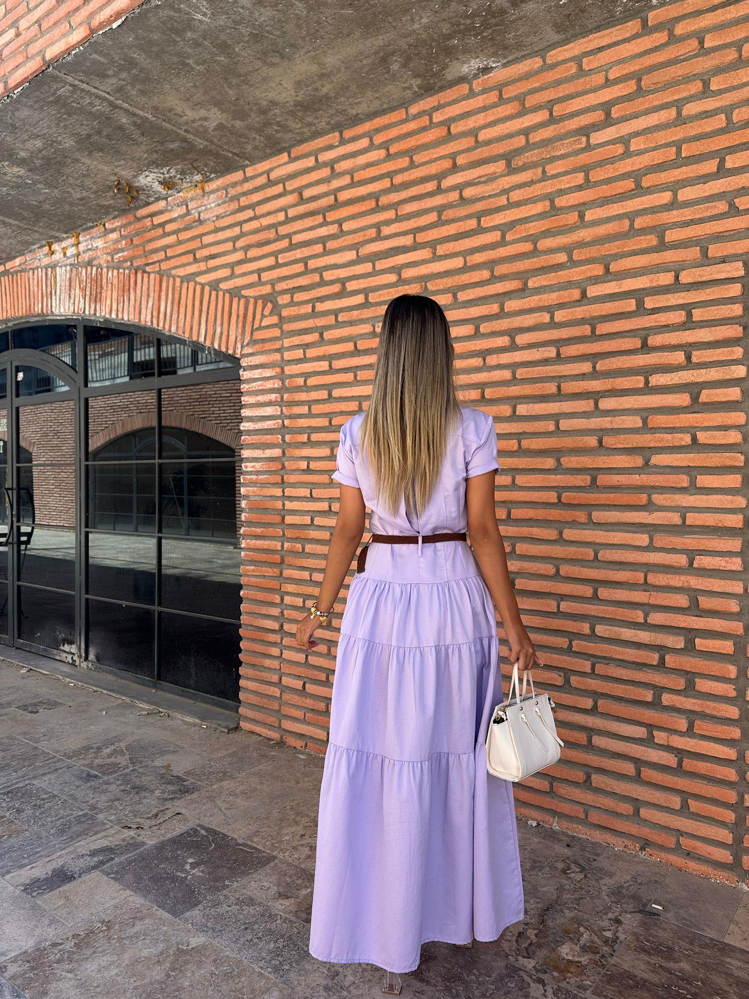 Kemerli Sara Lila Elbise 070621188