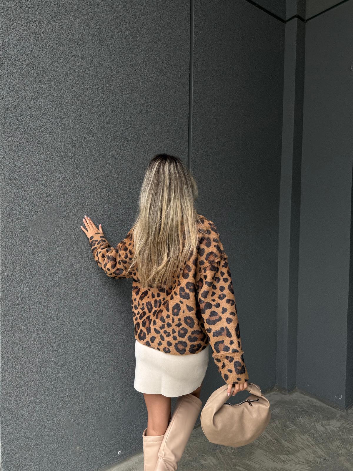 Kırçıllı Leopar Desen Nubuk Ceket ckt1074kch