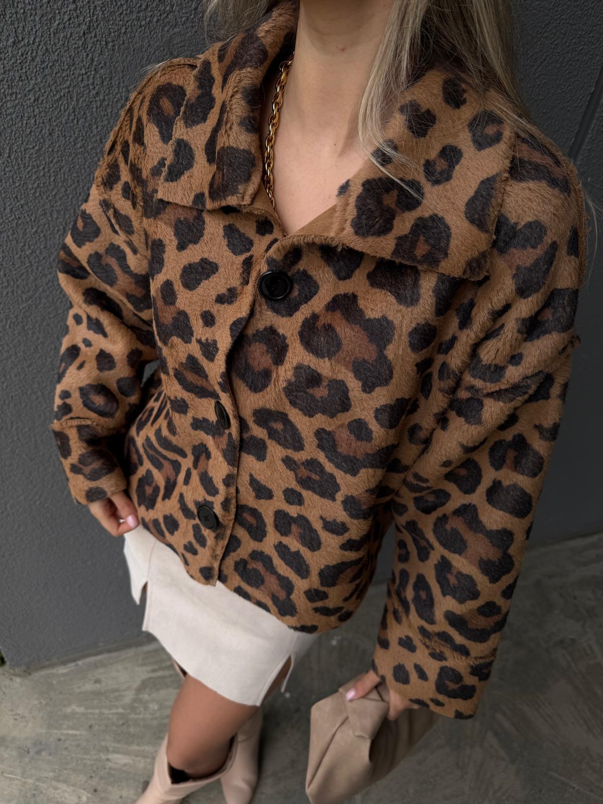 Kırçıllı Leopar Desen Nubuk Ceket ckt1074kch