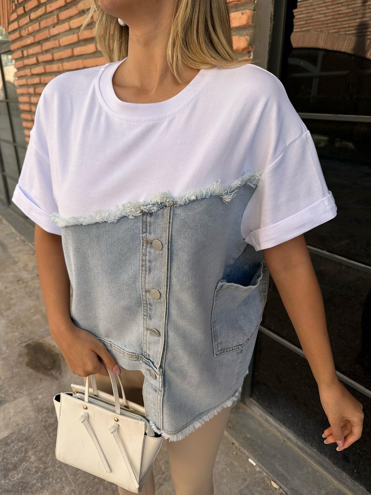 Kısa Kollu Kot Detay Tasarım Sweat 07062183