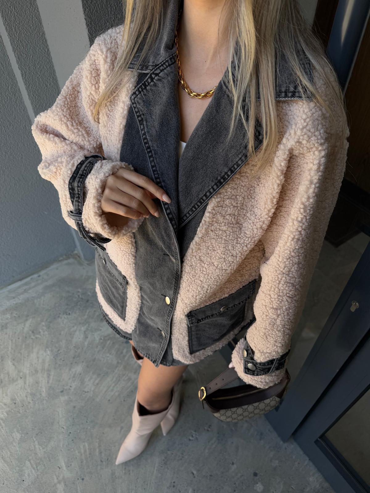 Kot Bantlı Ceket Yaka Krem Teddy Mont mnt2148shz