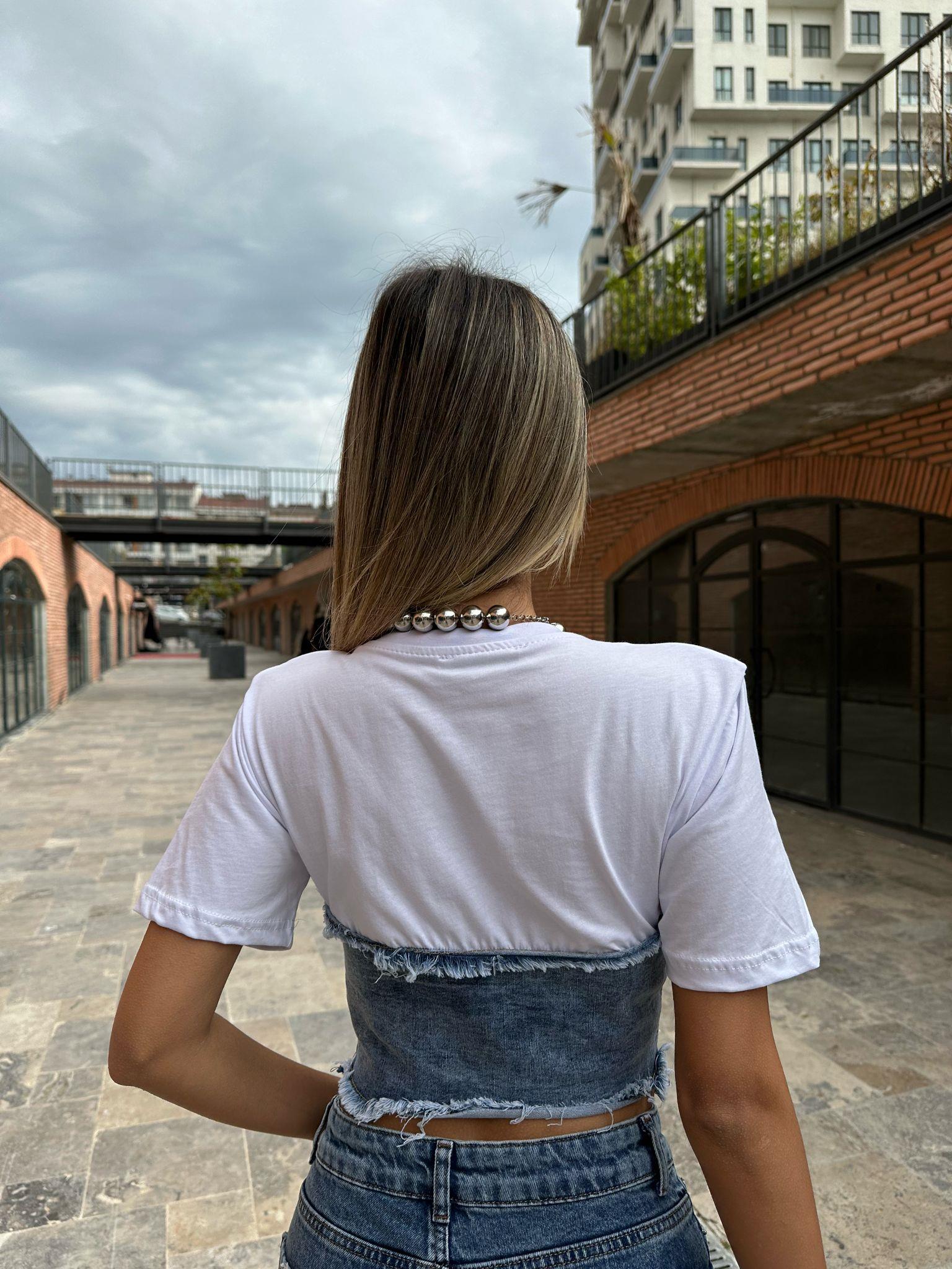 Kot Detay Belden Oturtmalı Crop Bluz  07062184