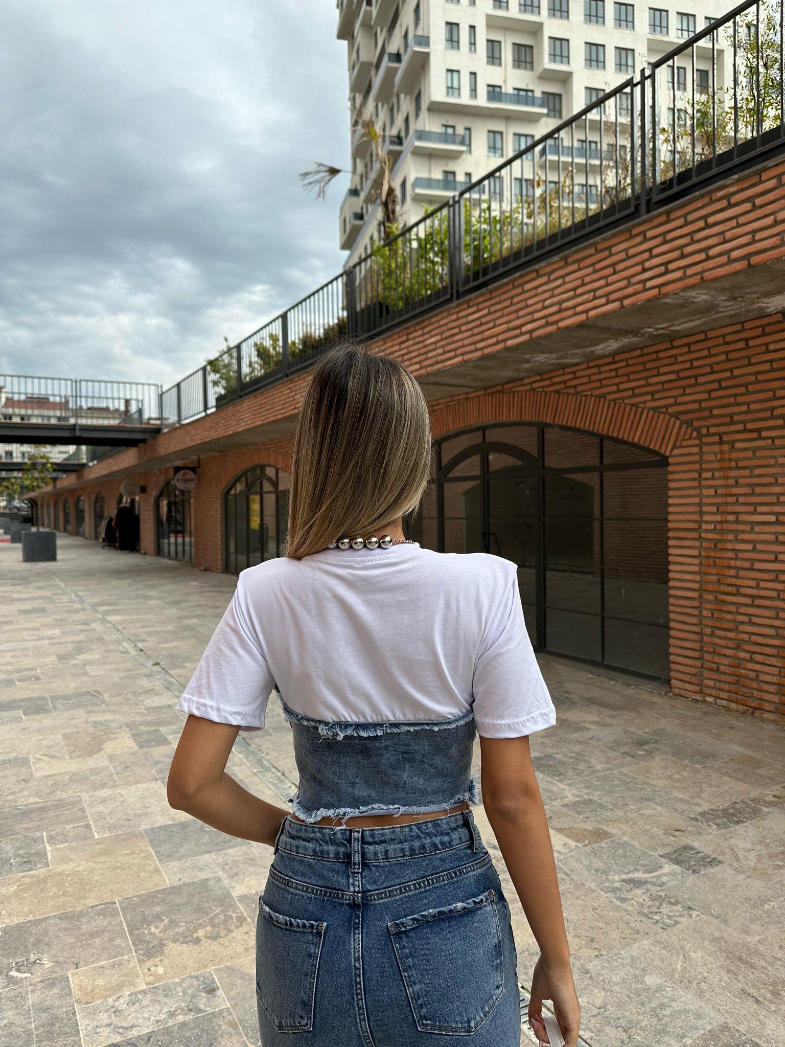 Kot Detay Belden Oturtmalı Crop Bluz  07062184