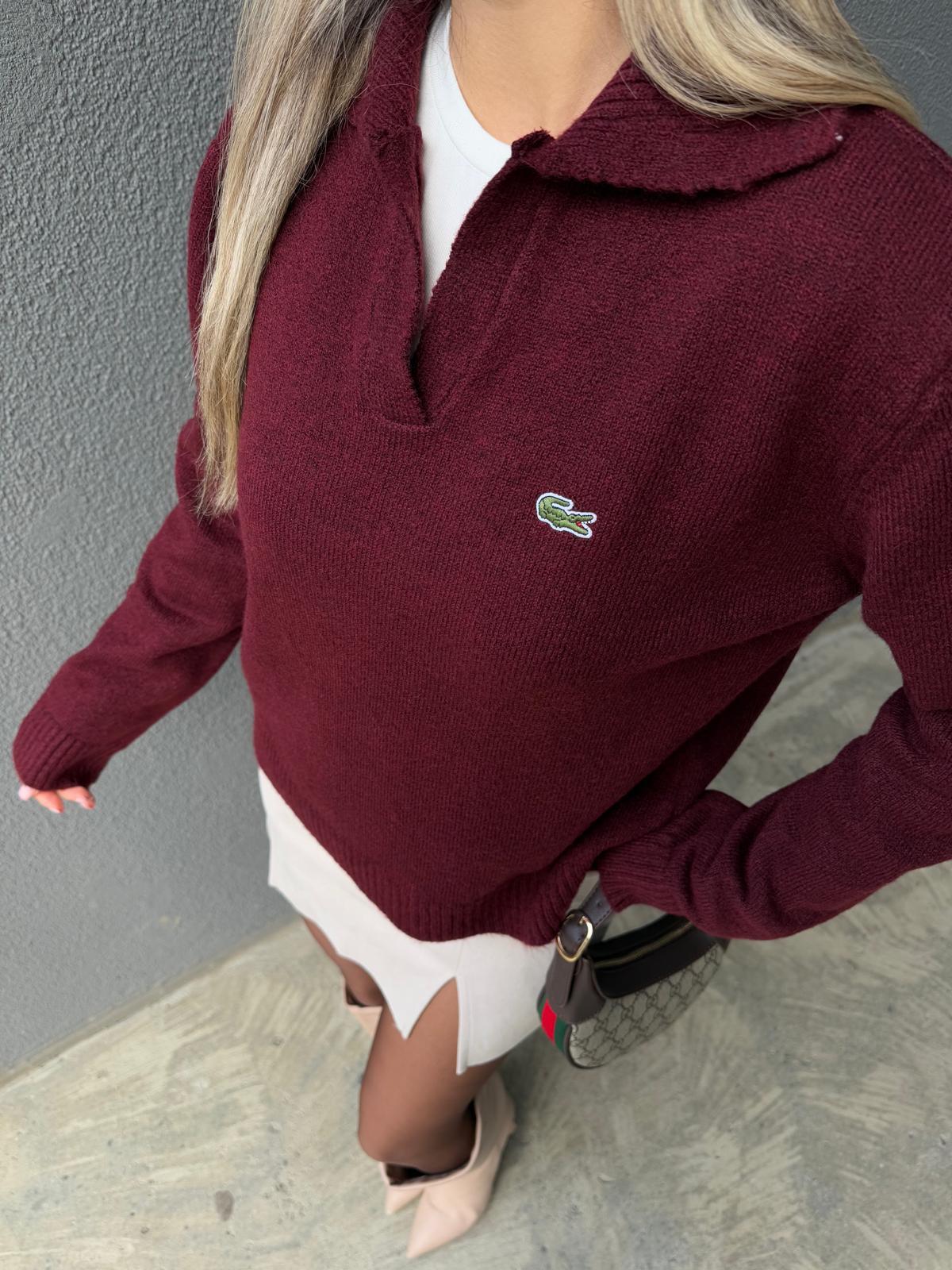 L-coste Polo Yaka Bordo Triko kzk2158yhs
