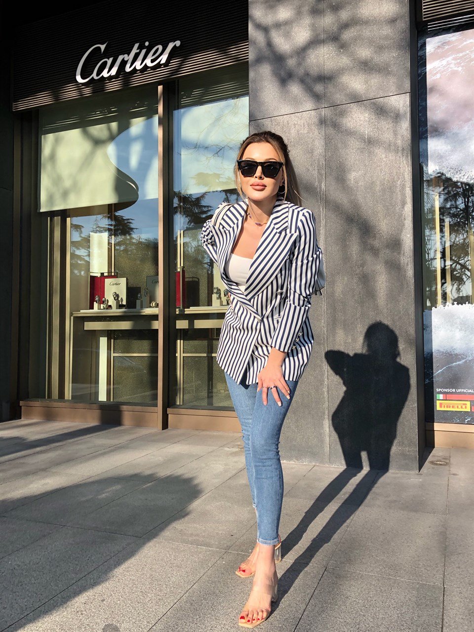 Lacivert Çizgili Blazer