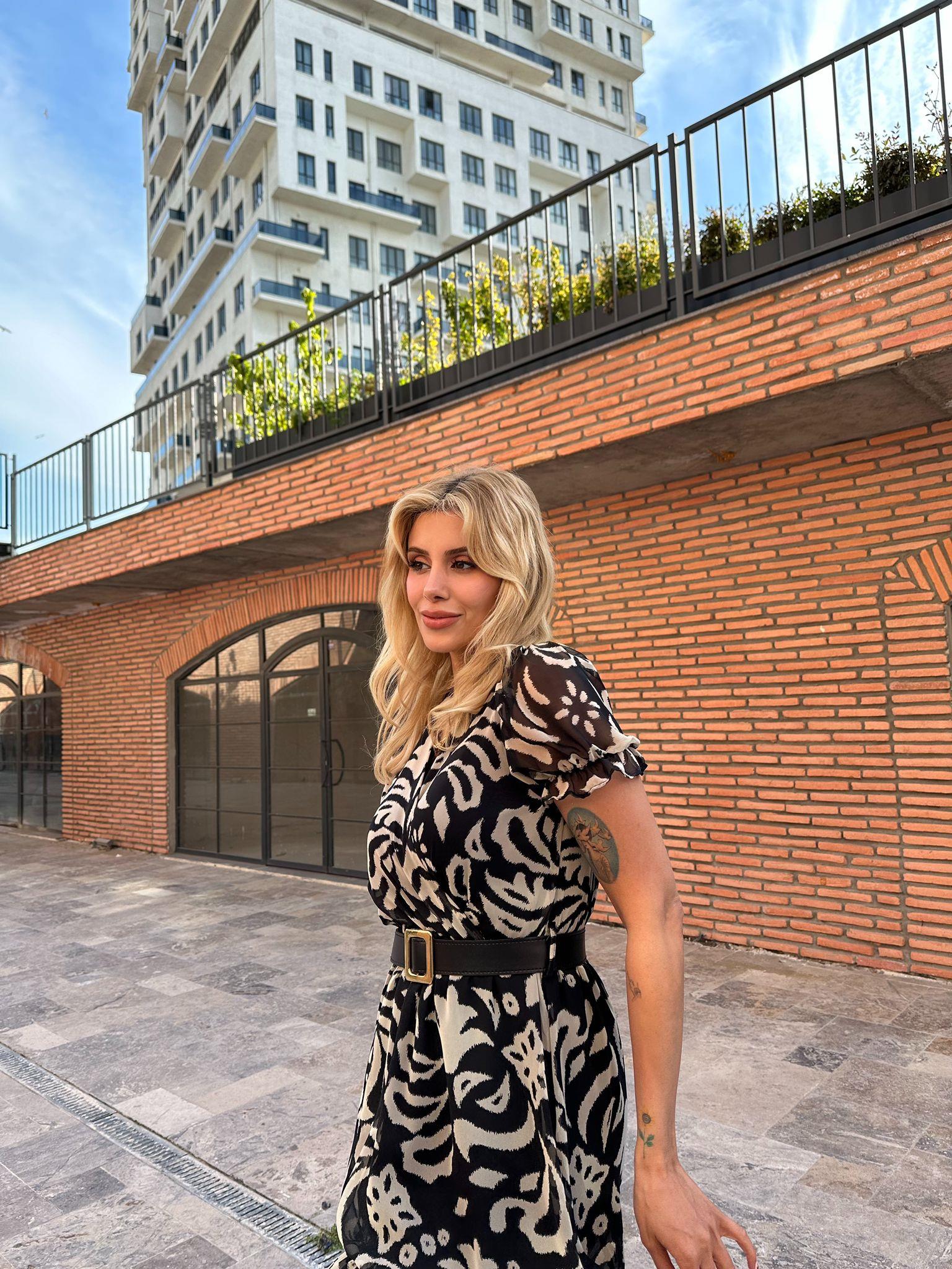 Lasse Kemerli Şifon Elbise Siyah 0706287