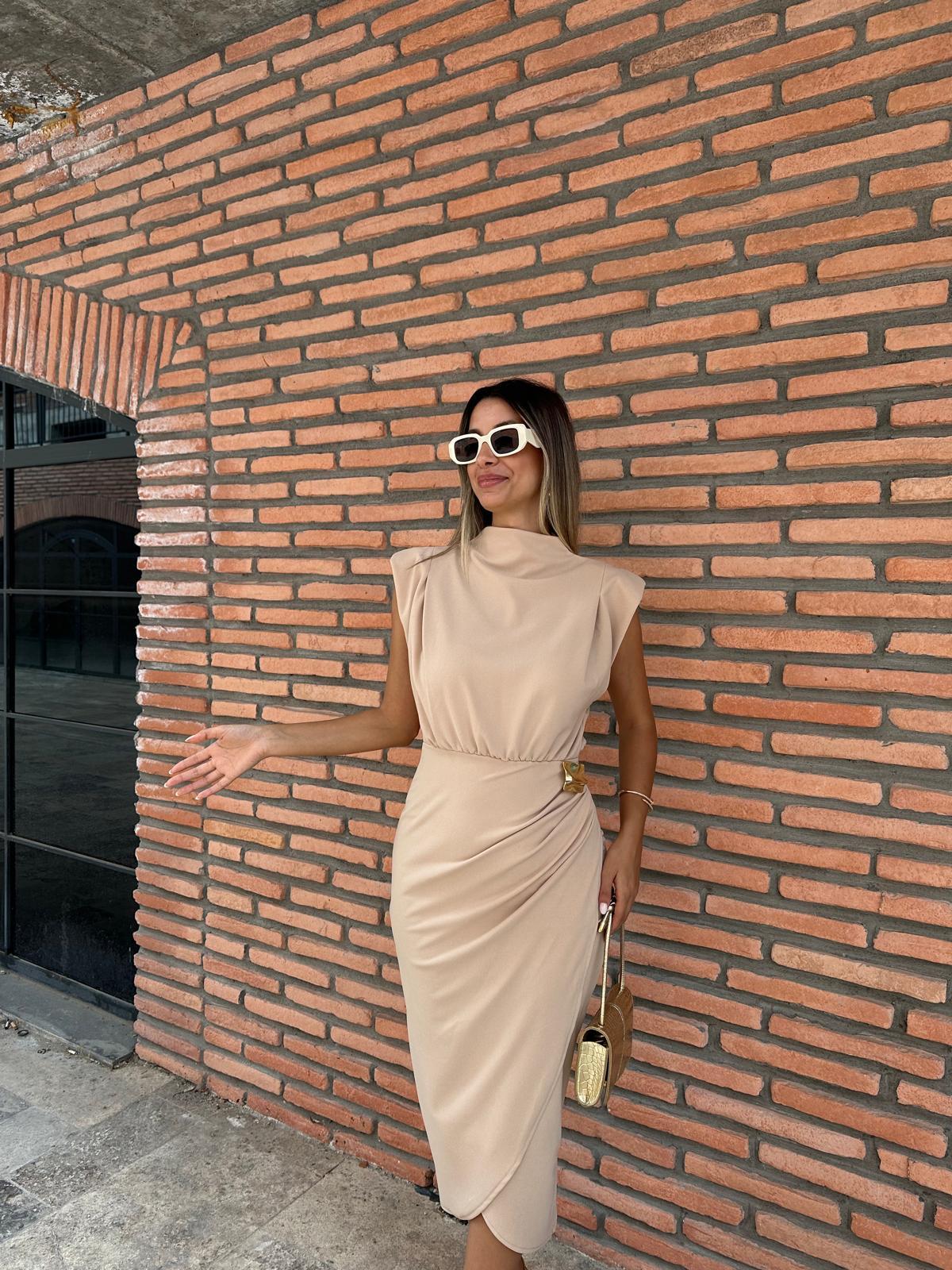 Lelisa Beli Gold Tokalı Krem Elbise 0706211102